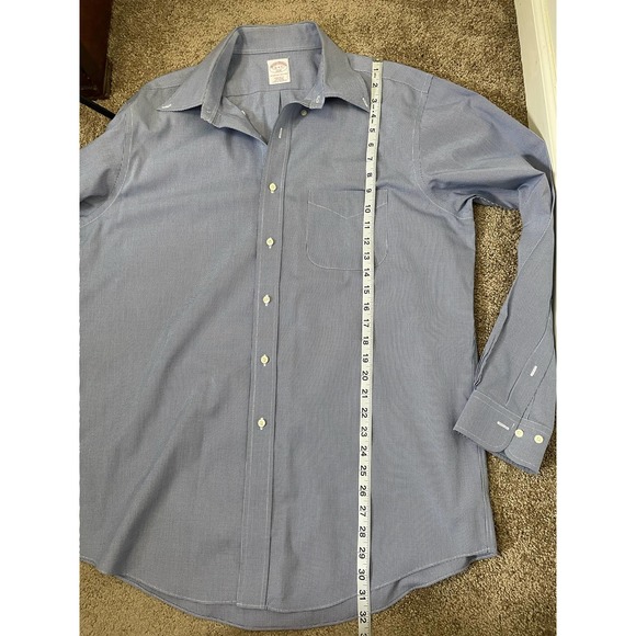 Brooks Brothers Men's Button Down Shirt Blue Non-Iron Slim Fit Size 16 4/5 - Picture 6 of 10